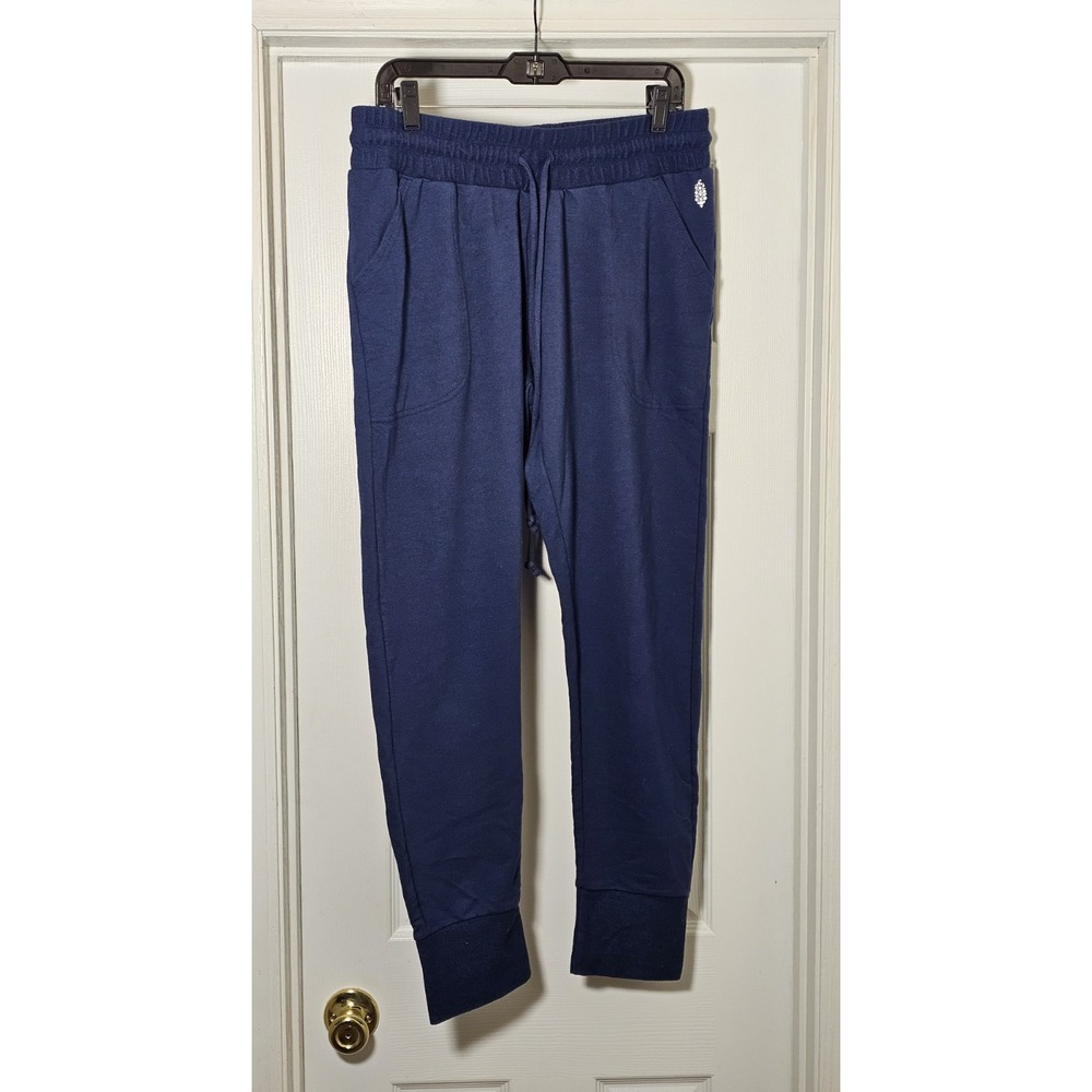 Free People Movement Joggers Pants Size Medium Navy Blue Pockets Terry Lined